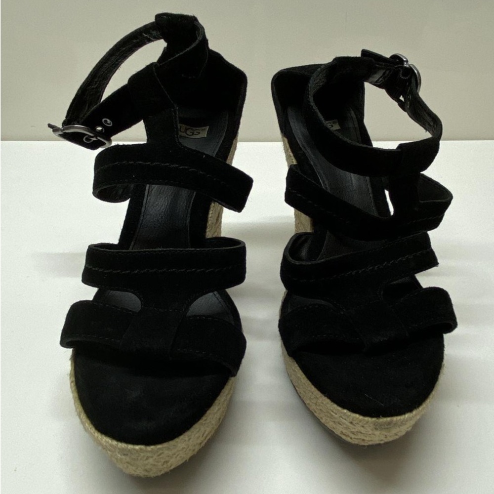 UGG, Lauri Womens Size 9 Wedge Shoes Platform Rope Sandals Style 1000403 Black - Picture 3 of 9